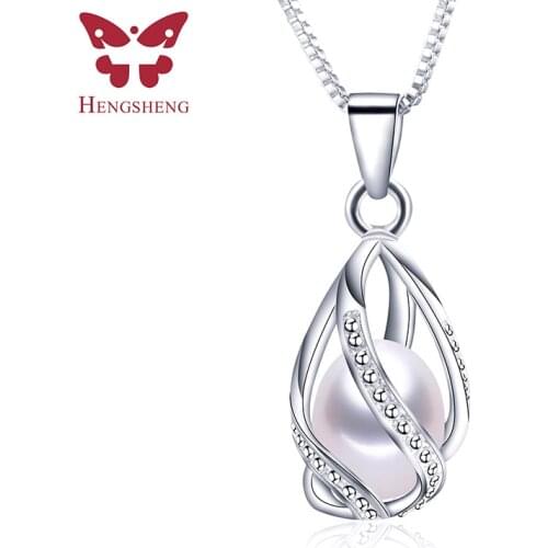 2020 New Arrivals 100% Natural Freshwater Pearl Cage Pendant For Women 925 Sterling Silver Elegant Zircon Pearl Necklace Jewelry