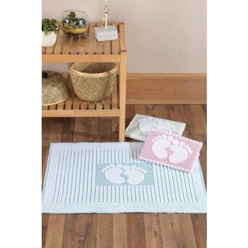 Foot print jacquard bath mat 3 pcs, 50x70 100 cotton high absorbent, odor does not, ergonomic