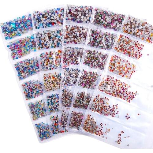 31 Colors Crystal AB Hotfix Rhinestones ss3-ss10 Sizes Transparent Shiny Strass Iron On Crystal For Fabric Garment Decoration