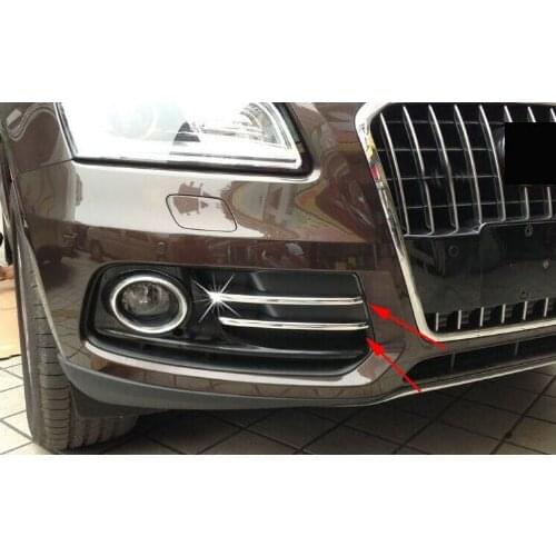 Chrome Front Fog Lamp Decorative Light Bar For Audi Q5 2013 2014 2015 Exterior Accessories Car Cover Trim Strip Sequin 4 pcs