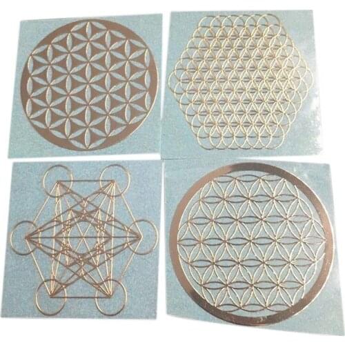 4Pcs/Set New Metal Energy Decor Sticker Flower Of Life