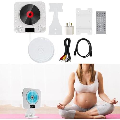 White Bluetooth CD Music Player Wall Mounted Remote Control UK Plug 220V