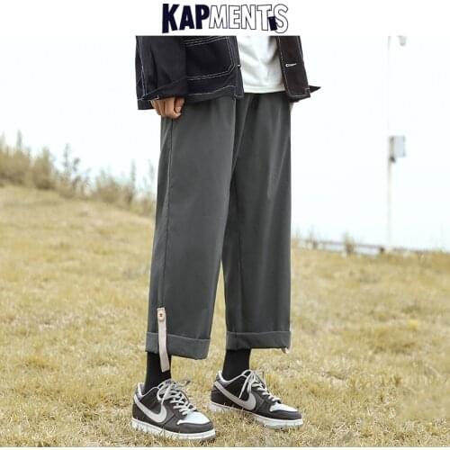 KAPMENTS Men Wide Leg Harajuku Baggy Sweatpants 2021 Mens Vintage Japanese Streetwear Causal Joggers Pants Male Sweat Y2k Pants