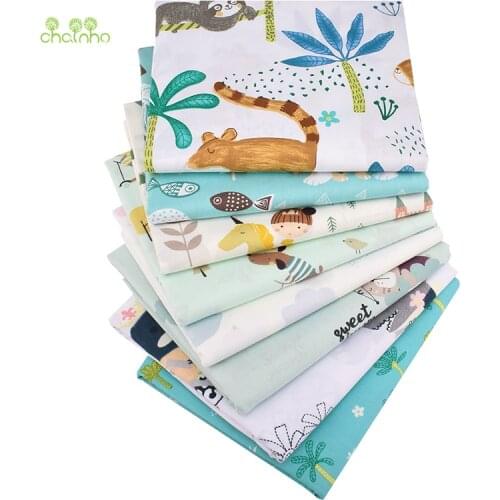 Chainho,8pcs/Lot,Cartoon Series,Print Twill Cotton Fabric,Patchwork Cloth For DIY Quilting Sewing Baby&Childs Material,40x50cm