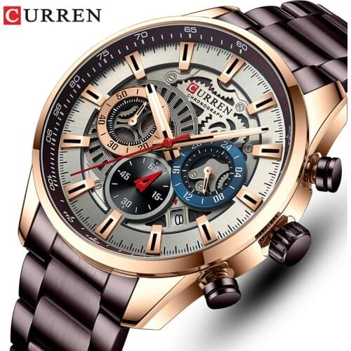 2021 Mens Watches CURREN Top Brand Luxury Casual Quartz Watch Mens Sport Waterproof Clock Watches with Stainless Steel Band