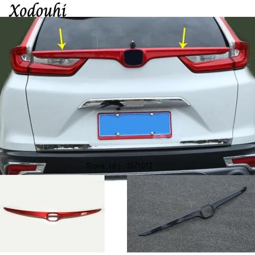 Car Cover Carbon Fiber/ABS Rear Logo Door Tailgate Frame Plate Trim Stick Trunk Parts For Honda CRV CR-V 2017 2018 2019 2020