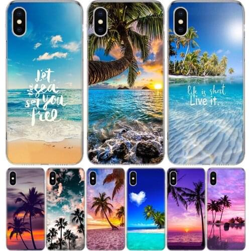 Summer Beach Sunset Palm Phone Case For iPhone 12 11 Pro 7 6 X 8 6S Plus XS MAX + XR 5S SE Mini 7P 7G Cover Coque Capa Shell