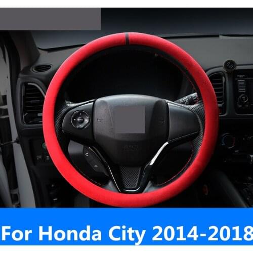 For Honda City 2014-2018 Fleece Steering Wheel Covers soft Leather braid on the steering-wheel of Car Interior accessories