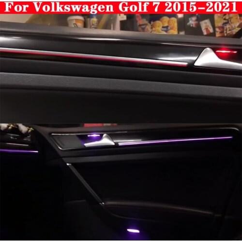 For Volkswagen Golf 7 2015-2021 Button Control Decorative Ambient Light LED Atmosphere Lamp illuminated 10/30 Colors Strip