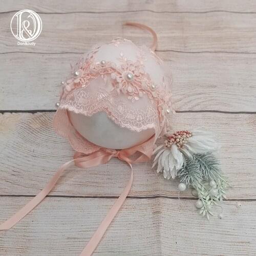 Don&Judy Newborn Lolita Lace Princess Maid Hats Baby Photo Soft Cute Infant Bonnet Photography Props Studio Shooting Accessories