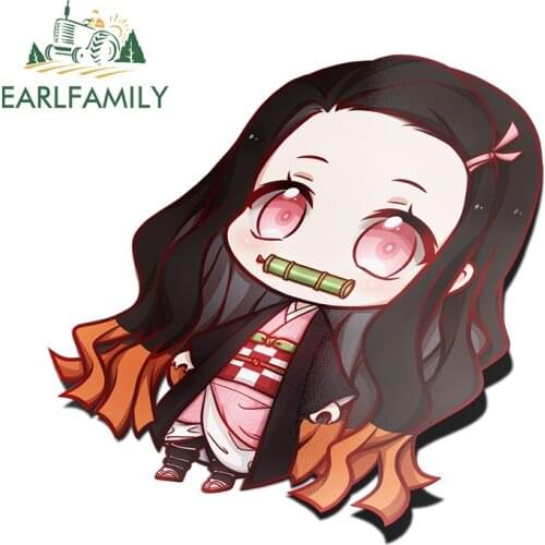 EARLFAMILY 13cm x 12.9cm for Nezuko Anime Car Stickers Graffiti Funny Decal Motorcycle Car Assessoires Sticker Waterproof Decor