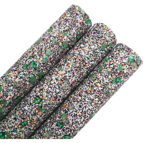 Halloween Green Ghosts Chunky Glitter Vinyl Fabric Sheet Felt Backing Synthetic Leather Faux Vinil DIY A4 SIZE R071A