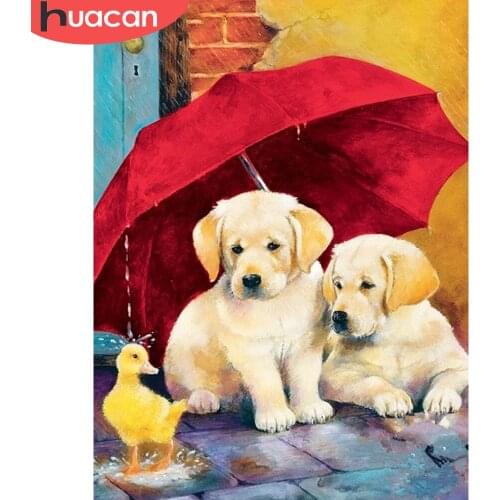 HUACAN Full Square 3D DIY Diamond Painting Dog Handmade Gift Diamond Embroidery Sale Animal Needlework Craft Kit Decor For Home