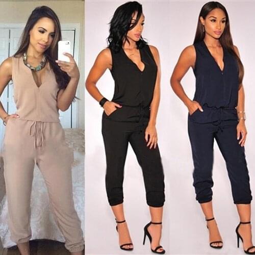 Sexy Sleeveless Jumpsuit Women Long Romper 2021 Summer Fashion Black Trousers Jumpsuit Coveralls female One Piece Bodysuit
