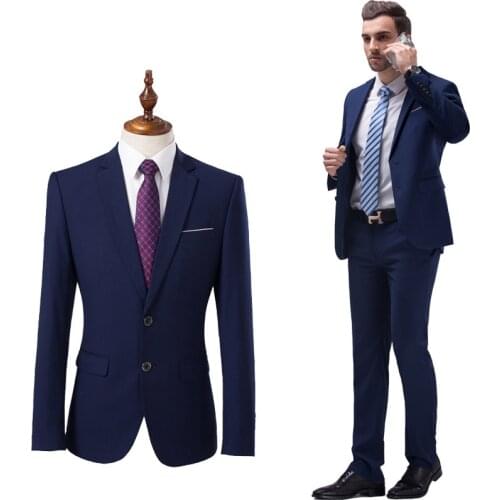 Jackets + Pants ) New Mens Fashion Boutique Solid color Wedding Formal Suits Mens Casual Business Suits Male Blazer