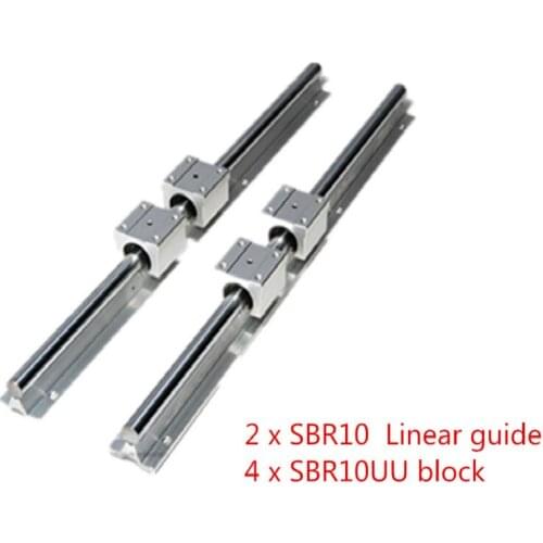 SBR 10mm Linear Rail 2pcs SBR10 550 600 650 700 800 900 1000mm Fully Supported Slide Shaft Rod Guide with 4pcs SBR10UU Block