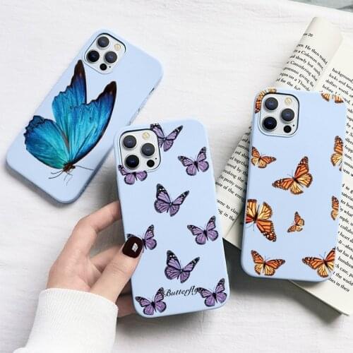 Cute 3D Relif Butterfly Phone Case For iPhone 11 12 Pro Max 12Mini X XS XR Xs Max 5S SE Case Silicone For iphone 7 8 Plus Cover