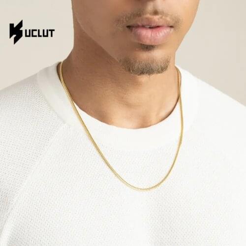 3mm Mens Chain Necklace Gold Color Cuban Link Chain Charm Male Punk Hiphop Jewelry Gift Water Proof Never Fade