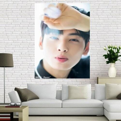 Custom Cha EunWoo Poster Wall For Living Room Art Poster Decoration Canvas Fabric Cloth No Frame Morden Home Decor A12.2
