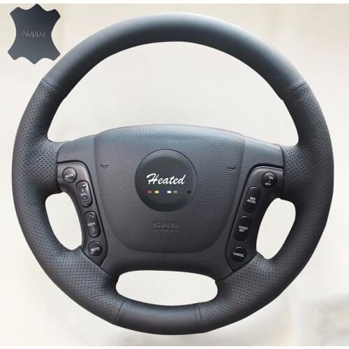 Genuine Nappa Leather Car Steering Wheel Cover For Hyundai Santa Fe 2006-2012 braided steering wheel