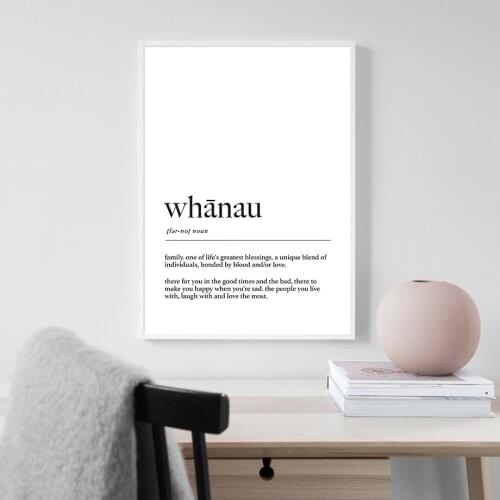 New Zealand Maori Whanau Definition Print Minimalist Poster Typography Wall Art Canvas Painting Picture Living Room Home Decor