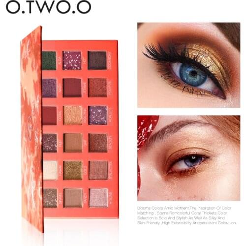 O.TWO.O Eye Shadow Matte Shimmer Pigment Powder 18 Colors Long Lasting Makeup Brown Purple Eyeshadow Make Up Palette New Arrival