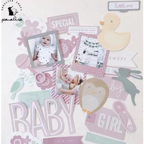 Panalisacraft 36pcs Baby Girl Cardstock Die Cuts for Scrapbooking Happy Planner/Card Making/Journaling Project