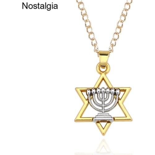 10Pcs Star Of David Menorah Jewish Jewelry Pendants Necklaces Womens Mens Judaica Hebrew Israel Faith Lamp Hanukkah Wholesale
