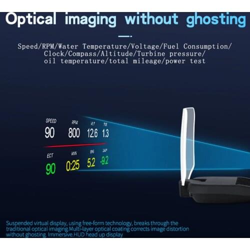 BigBigRoad Car HUD Head up display GPS Navigation OBD2 Scanner On-board Computer Bluetooth Speedometer Projection