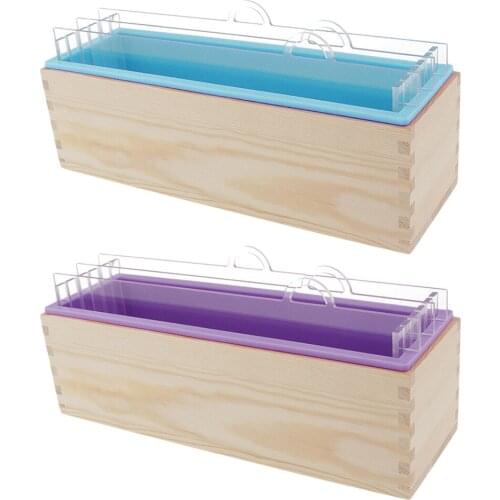 Rectangle Soap Silicone Loaf Mold Dividers Wood Box FOR Bread Baking Making DIY