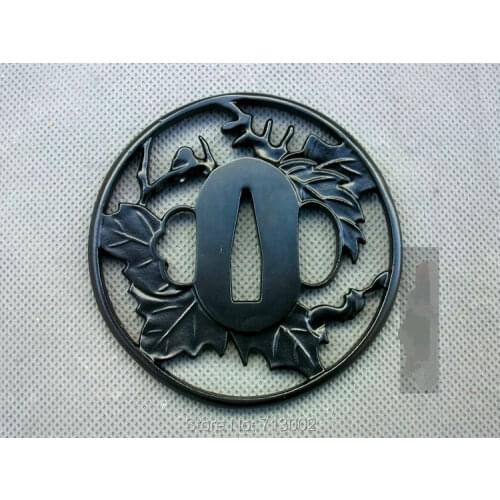 Rare Fitting Iron TSUBA Leaf leafage For Japanese Samurai Sword Accessory Katana