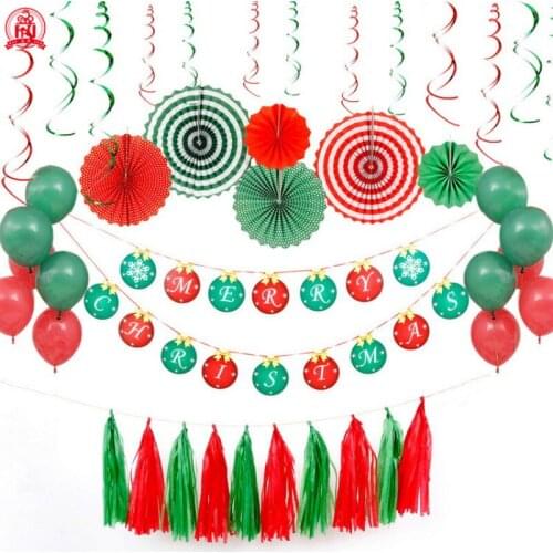 Christmas decoration supplies balloon paper fan flower spiral suit holiday party arrangement decoration atmosphere dress up suit