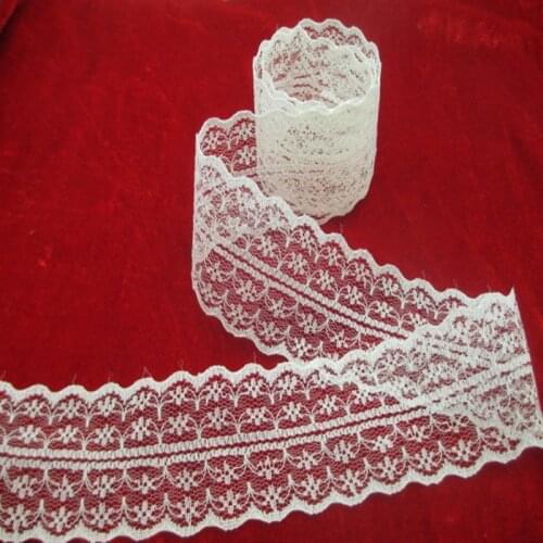 40 mm width of beige lace fabric 10 yards / lot DIY clothing accessories Ribbon lace embroidery on both sides