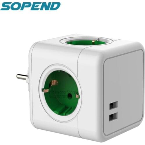 Sopend Multiprise Multiple European Plug Power Strip 2 USB Smart Powercube Tee Socket 250V Usb Wall Outlets Charger Adapter Home