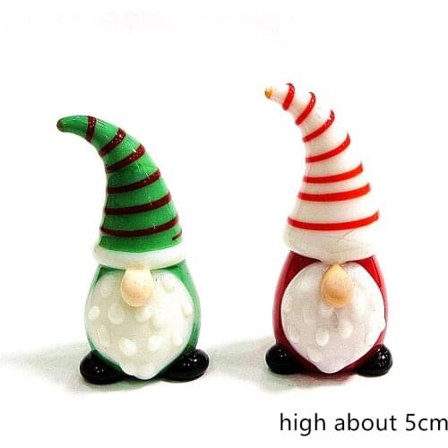 Handmade Glass Christmas Gnome Figurine Craft Ornament Cartoon Image Design Cute Santa Claus Fairy Garden Home Decor Accessories
