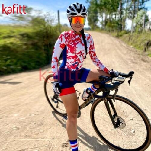 Kafitt Womens Temperament New Cycling Jersey Womens Sweatshirt Suit Long Sleeve Tight-fitting Cycling Team Cycling Jumpsuit