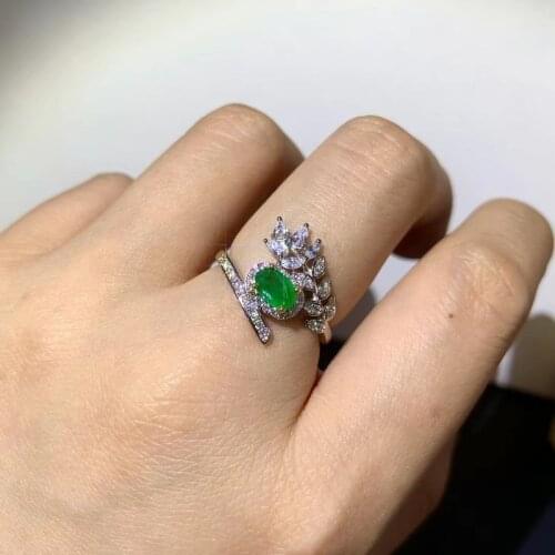 Natural Emerald or Opal or Sapphire Ring 925 Silver Ladies Ring Luxurious Atmosphere Dignified and Elegant