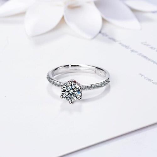 Zircon Personality Simple Student Fresh Creative Ring 925 Sterling Silver Temperament Female Resizable Opening Rings SRI210