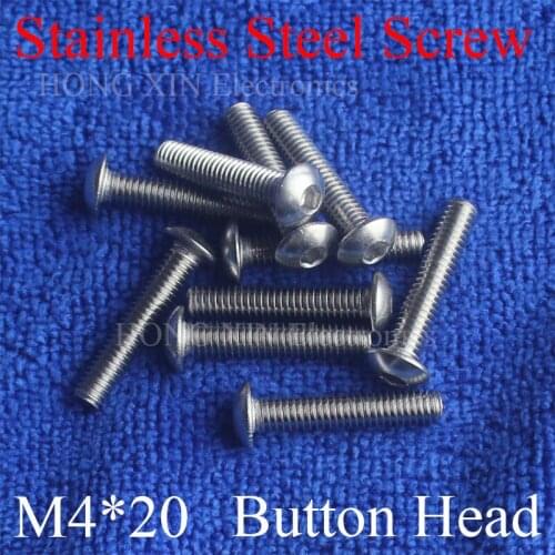 10pcs M4 Metric Thread 304 stainless steel Hexagon Socket Button Head Cap Screw Bolts Round Head M4*20mm screw nut