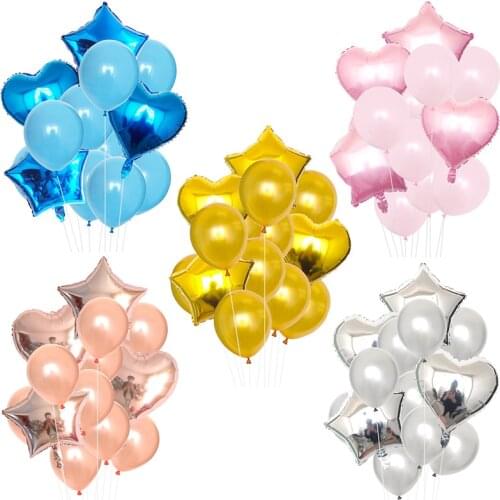 14pcs/lot Mixed rose gold, red and blue balloons multicolored suit birthday party balloon balloon wedding birthday balloon decor