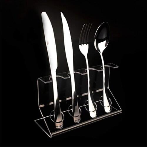 LUGUNU Acrylic Cutlery Holder Spoon / Knife / Fork Display Stand Clear 4 Slots Tableware Display Rack Restaurant