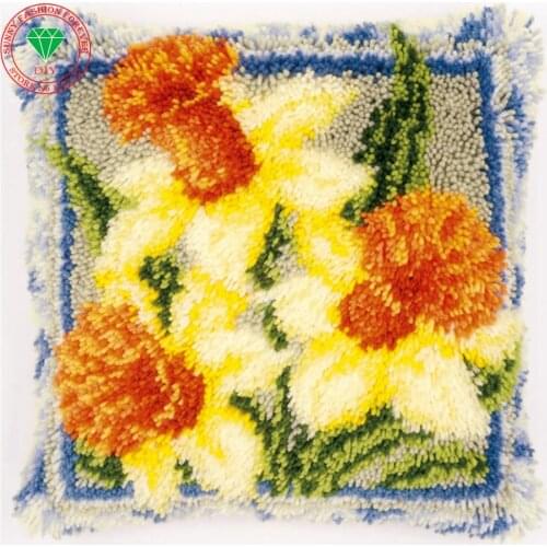 Brand carpet home pillow Flower Lily Yarn carpet embroidery carpet cushion pillowcase stitch mat pillow home carpet diy cushion