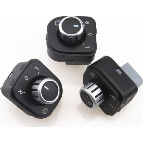 FHAWKEYEQ Qty 3 Chrome Mirror Control Switch w Heating For VW Touran Caddy Tiguan Jetta Golf MK5 MK6 Passat B6 5ND 959 565 B