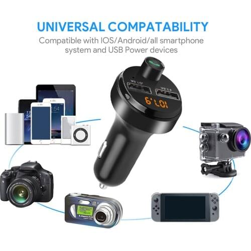 12V-24V FM Transmitter Aux Modulator Dual USB Car Charger Bluetooth Handsfree Car Kit Car Audio MP3 Player 3.6A QC-XZ