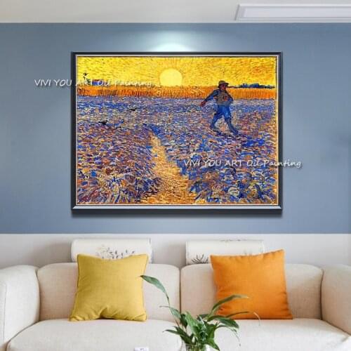 Van Gogh orange purple sunset landscape 100% handmade oil painting on canvas hand painted coloring for home decoration as a gift
