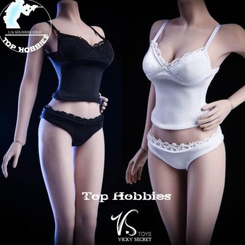 VSTOYS 18XG26 1/6 Wt BK Camisole Underpants Female Underwear set Clothes Accessories Fit 12'' tbleague ttl/cg Action Figure Body