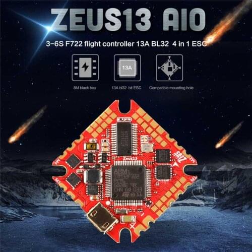 HGLRC Zeus13 AIO 3-6S F722 F7 OSD Flight Controller w/ 5V 10V BEC Output Integrated & 13A BL_S 4in1 ESC for FPV Racing Drone