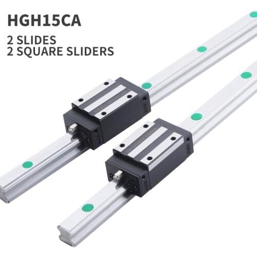 Xy table 2pc HGH15 HGR15 linear guide rail 15mm guideways rod set +2 pc slide bearing block HGH15CA for CNC diy parts