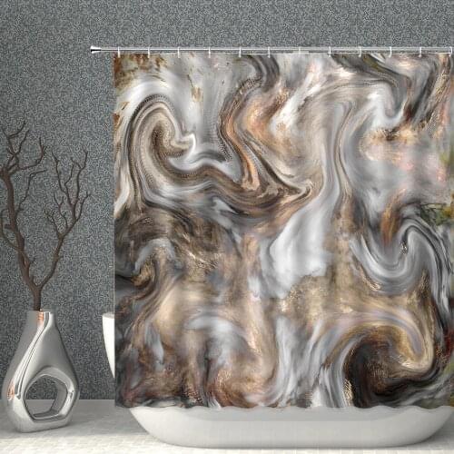 Marble Modern Minimalist Ripple Shower Curtain Set Waterproof Polyester Fabric Bath Curtains Bathtub Decor With Hook 3D Printing