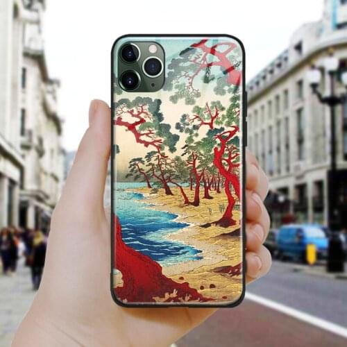 Japanese style Maiko Beach Ukiyoe Soft Silicone Glass Phone Case Cover For iPhone SE 6 6s 7 8 Plus X XR XS 11 12 Mini Pro Max